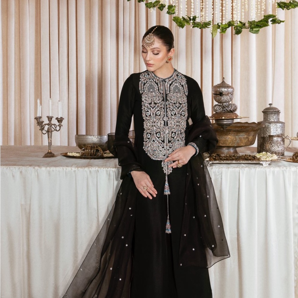 Elegant Black Embroidered Salwar